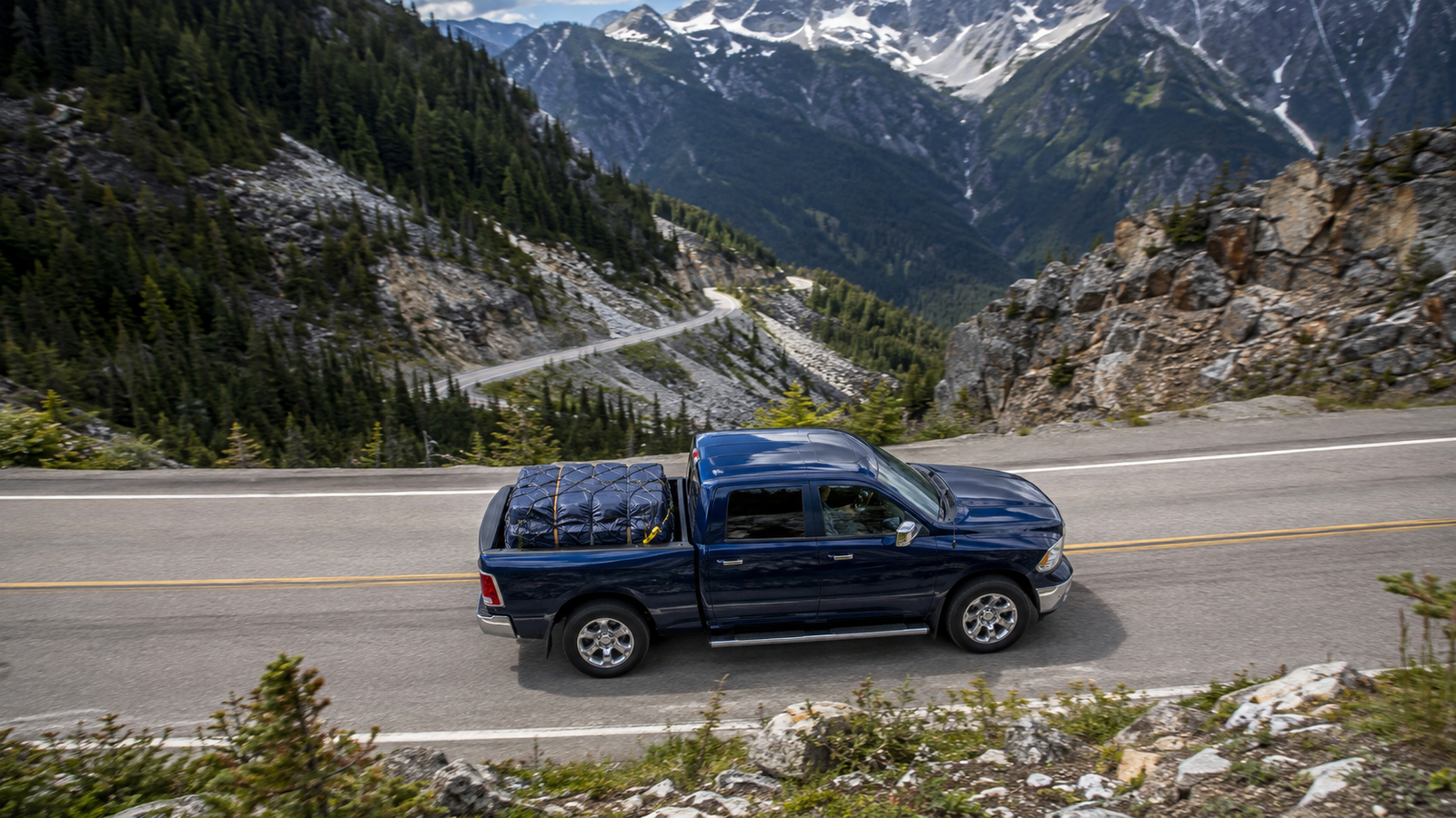 Canyon Runner truck on a remote BC mountain pass, exactly where cell service drops out