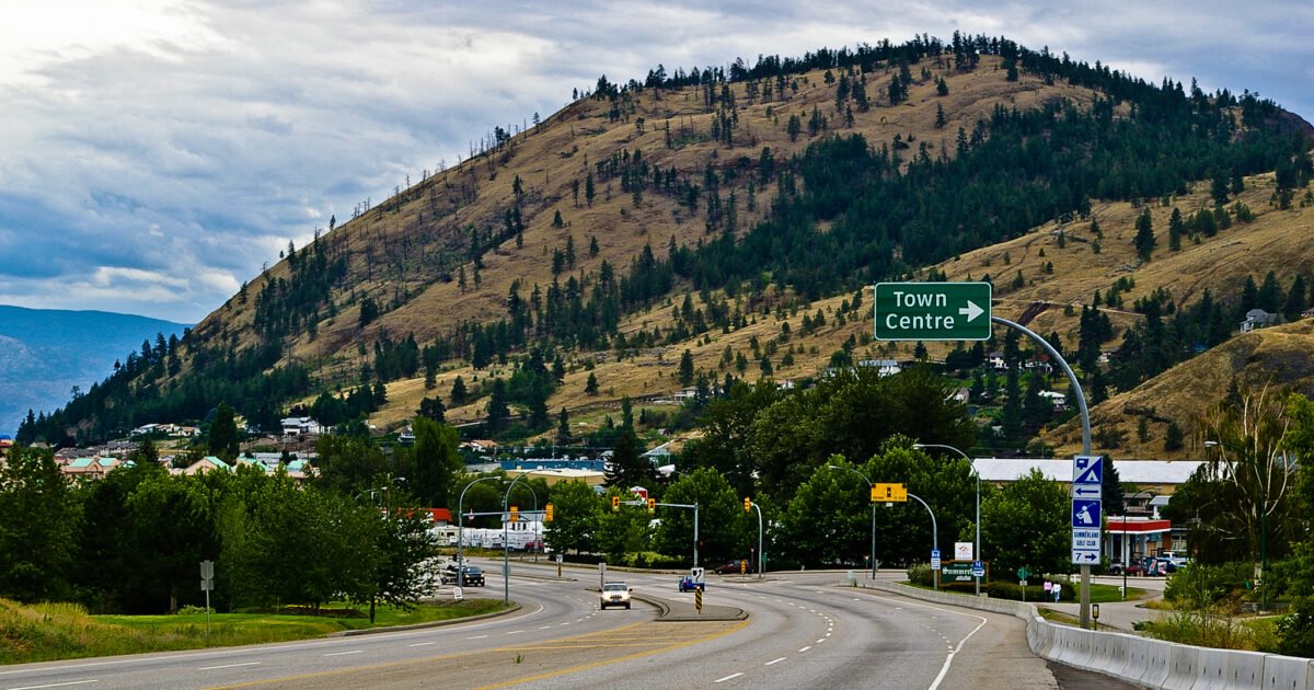 Highway 97 running through Summerland in the BC Okanagan